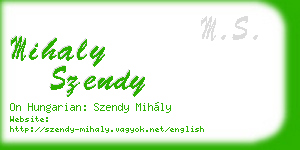 mihaly szendy business card